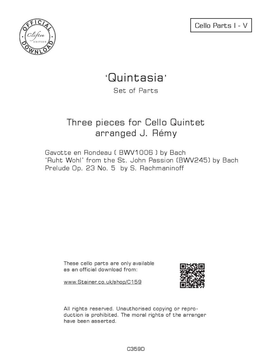 Quintasia - Three pieces for Cello Quintet