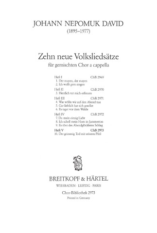 10 neue Volksliedsätze