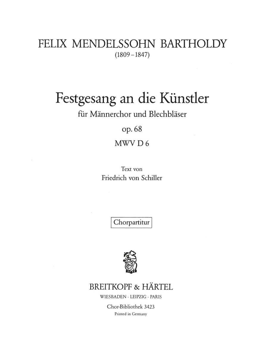 Festgesang an die Künstler Op. 68 MWV D 6