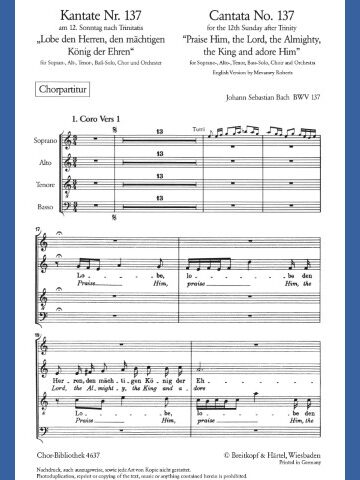 Cantata BWV 137 “Praise Him, the Lord, the Almighty, the King”