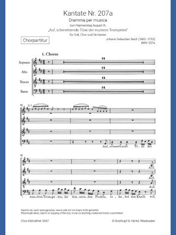Cantata BWV 207a “Auf, schmetternde Toene der muntern Trompeten”