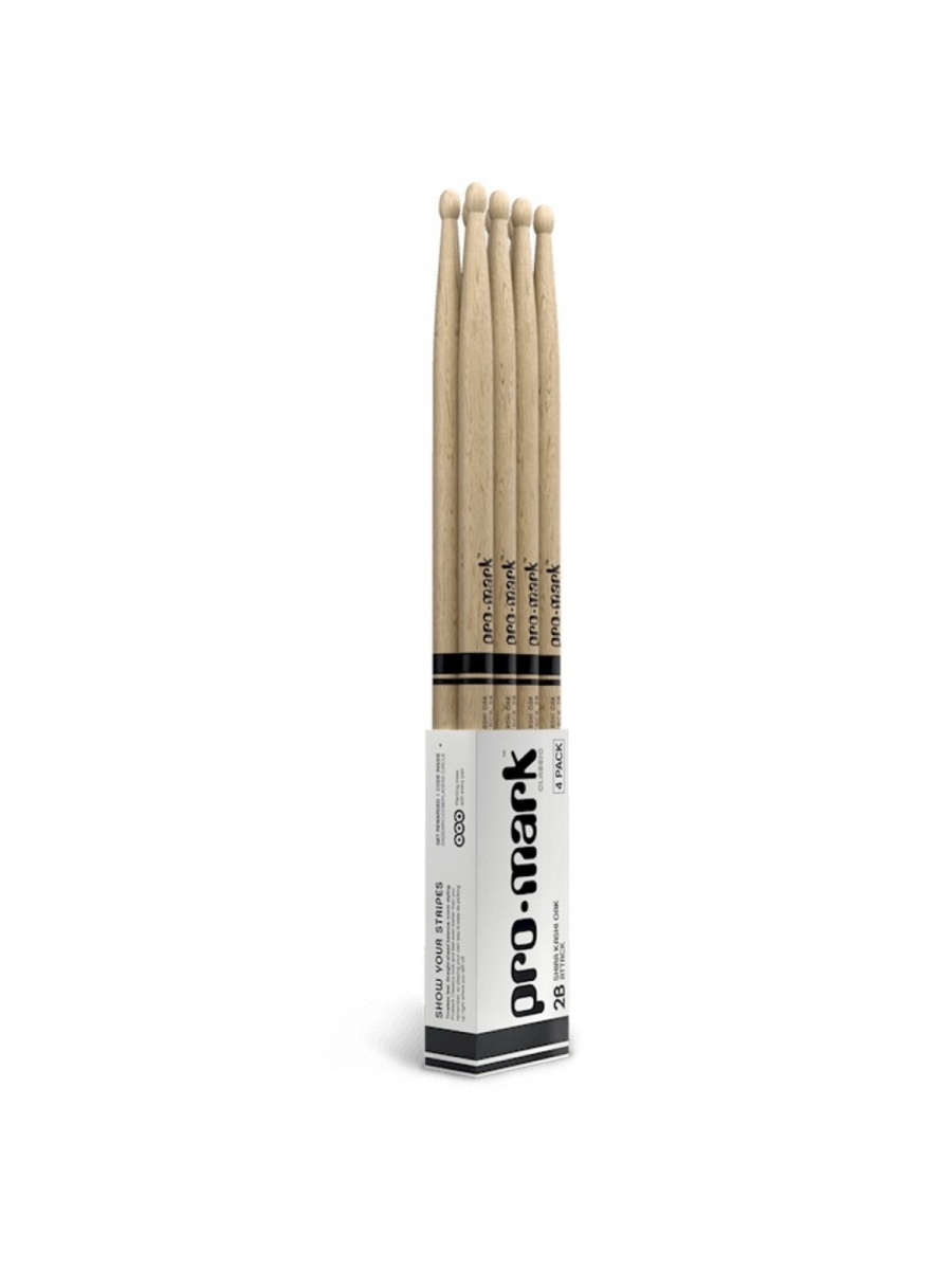 Promark Classic Forward 5A Hickory Drumsticks Oval Wood Tip, 4-Pack