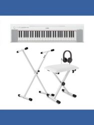 Yamaha Piaggero NP15 Portable Digital Piano, White inc. Accessories