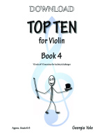 Cover image for a violin exercise book titled "Top Ten for Violin Book 4" by Georgia Vale. It includes a stick figure illustration and states it contains "10 sets of 10 exercises for technical challenges" and is for "Approx. Grade 6 - 8".