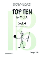 Cover image for a viola exercise book titled "Top Ten for Viola Book 4" by Georgia Vale. It includes a stick figure illustration and states it contains "10 sets of 10 exercises for technical challenges" and is for "Approx. Grade 6 - 8".