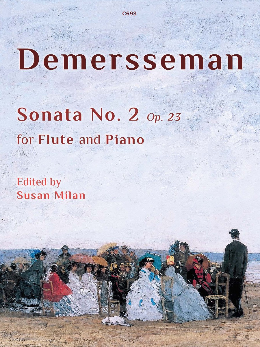 Te cover image for the piece of sheet music is Inspired by a French 19th Century painting The Beach at Villerville (1864) by Eugène Boudin. The publisher number is C693 and appears at the top of the cover.