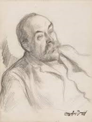 Pencil drawing of French composer Achille Gouffe