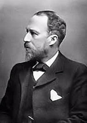 Black and white photograph of composer Charles Harford Lloyd. Side portrait