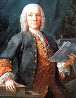 Portrait of Italian Baroque composer Domenico Scarlatti holding a manuscript