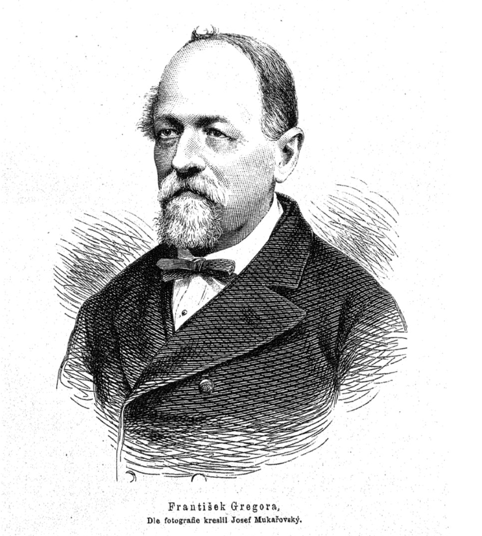 Pencil drawing of Bohemian composer Frantisek Gregora