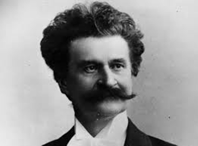 Black and white image of famous composer of the waltz the Blue Danube, Johann Strauss II