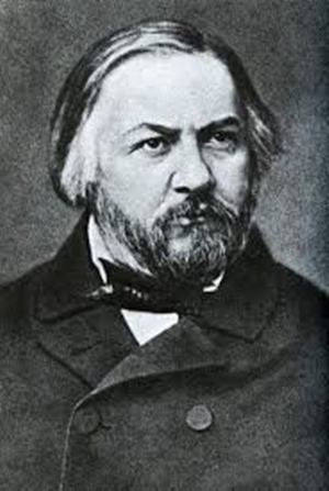 Black and white portrait of Russian composer Mikhail Glinka