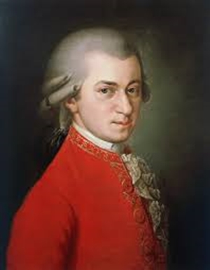 This posthumous portrait of Wolfgang Amadeus Mozart wearing a red jacket was painted by Barbara Kraft at the request of Joseph Sonnleithner in 1819