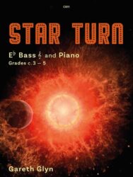 Cover of the sheet music 'Star Turn' for Eb Bass and Piano by Gareth Glyn, featuring a vibrant orange and red celestial body resembling a star or sun with radiating light, and a smaller, dark planet partially visible on the left. The text 'C811', 'STAR TURN', 'Eb Bass and Piano', 'Grades c. 3 - 5', and 'Gareth Glyn' are visible on the cover.