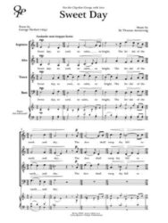 Image and first page of a piee of chral music called Sweet Day by Sir Thomas Armstrong, published by Queens Temple Publications QT225