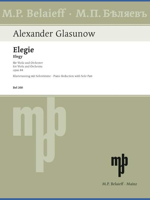 Elegie (Elegy) in G minor Op. 44 for Viola and Piano 1 BEL 200 Glasunow5B6485D