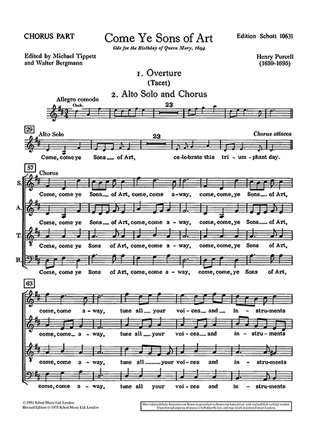 Purcell Come Ye Sons Of Art - Choral Score 1 ED 10631 Purcell5B6485D