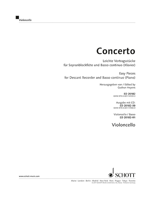 Concerto: Easy Pieces for Descant Recorder and Basso continuo 1 ED 20182 1 Heyens5B6485D