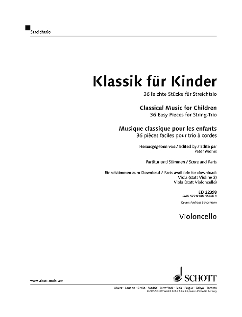 Classical Music for Children String Trio - Cello part 11 ED 22398 13 Mohrs 648